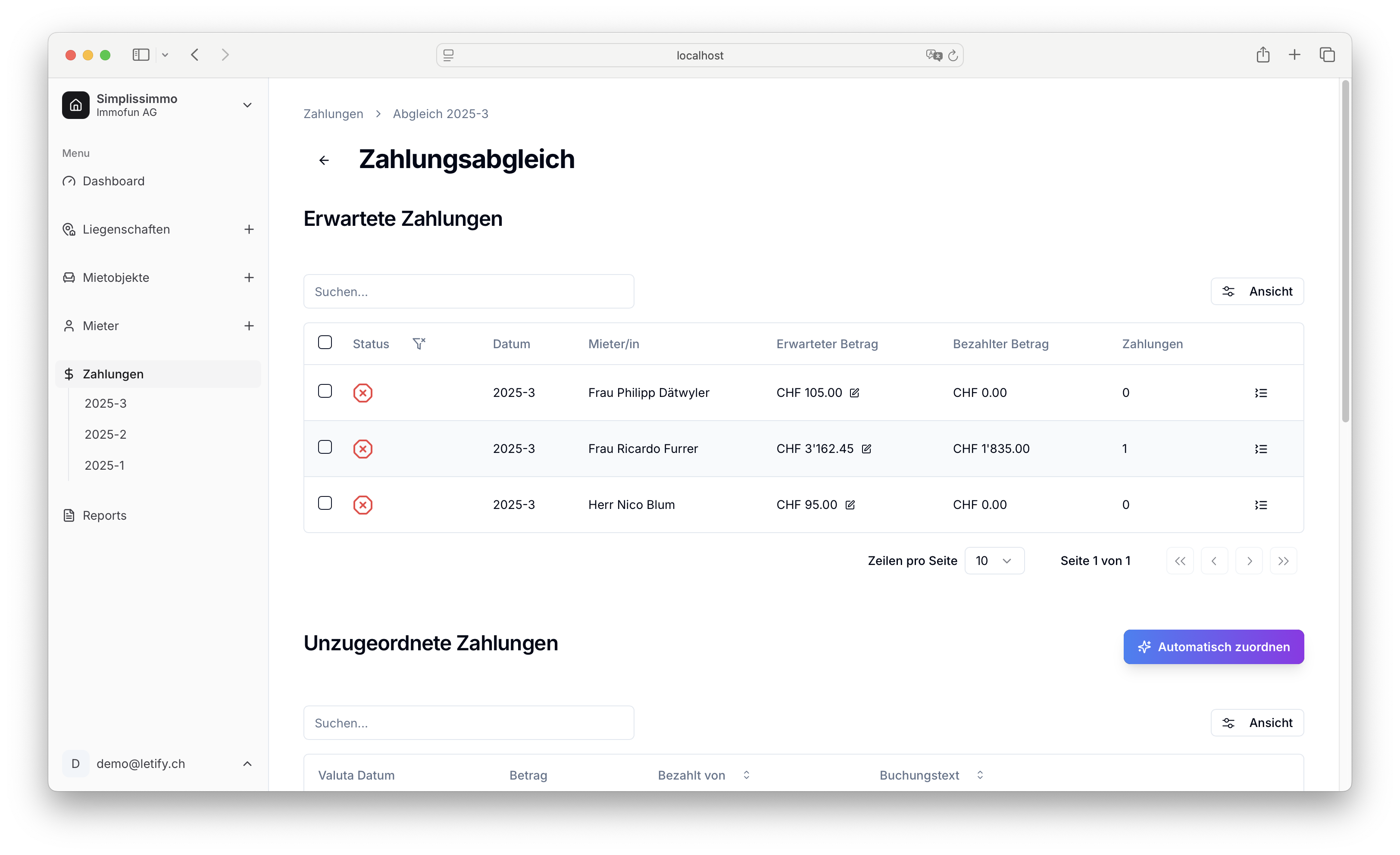 Zahlungsabgleich in Letify